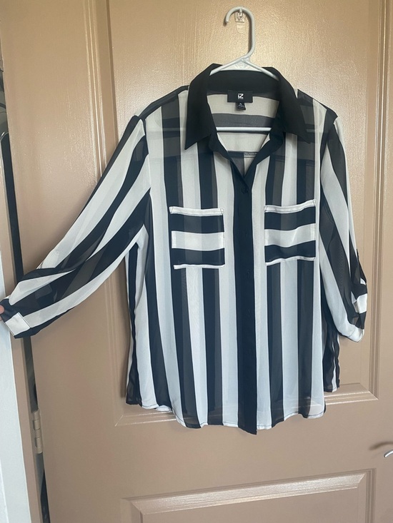 Iz Byer Tops - Iz Byer Black and White Striped Blouse